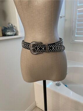 Black Rhinestone Buckle Belt Grungy Emo studded belt with western buckle